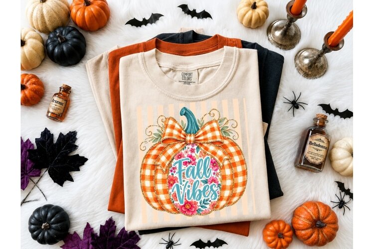 Fall Vibes Pumpkin PNG Clipart Design example image 1