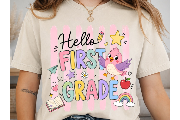 Hello First Grade PNG Shirt Design