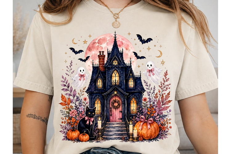 Haunted House PNG Sublimation Shirt Desi