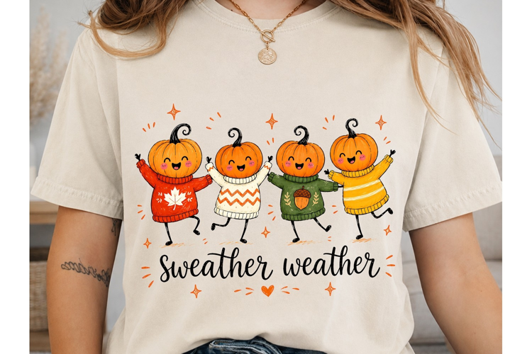 Sweater Weather Pumpkin PNG Shirt Design
