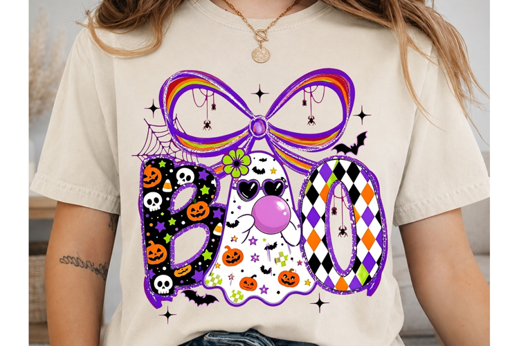 Halloween Boo Bow PNG Sublimation Design