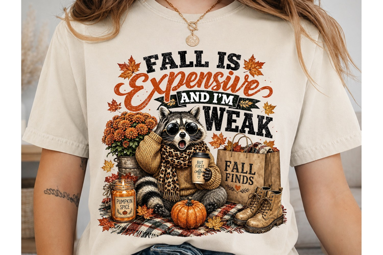 Fall is Expensive Raccoon PNG Sublimatio