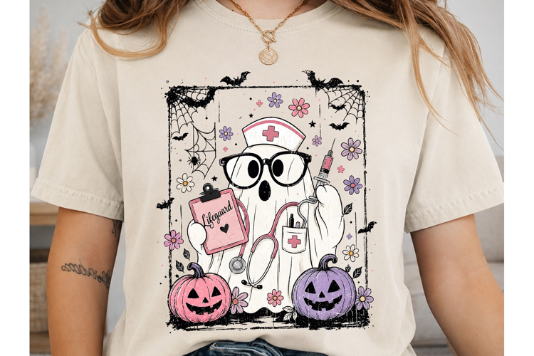 Nurse Ghost Halloween PNG Sublimation Sh