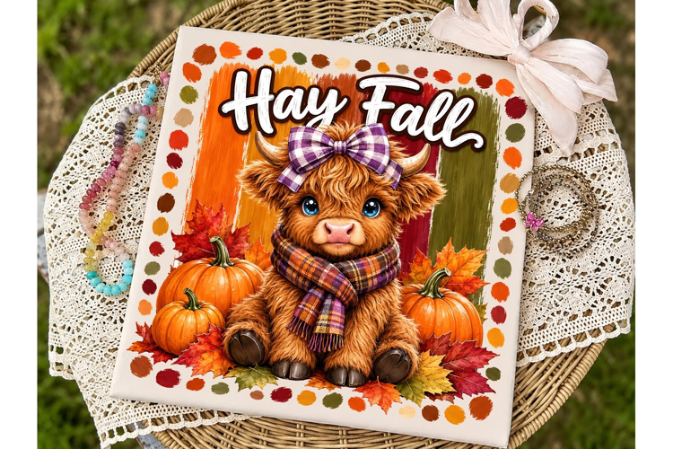 Hay Fall Highland Cow PNG Shirt Design