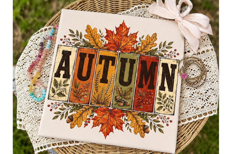 Autumn Vintage Block PNG Shirt Design