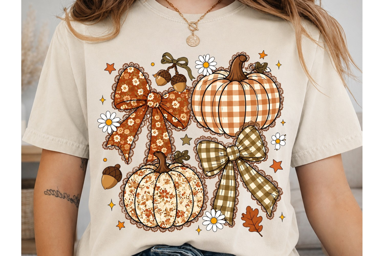 Fall Pumpkin Bow PNG Shirt Design