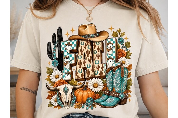 Retro Western Fall PNG Shirt Design example image 1