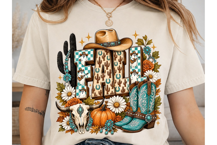 Retro Western Fall PNG Shirt Design