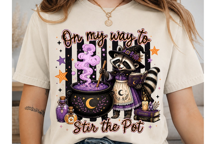 Witch Raccoon Stir the Pot PNG Sublimati