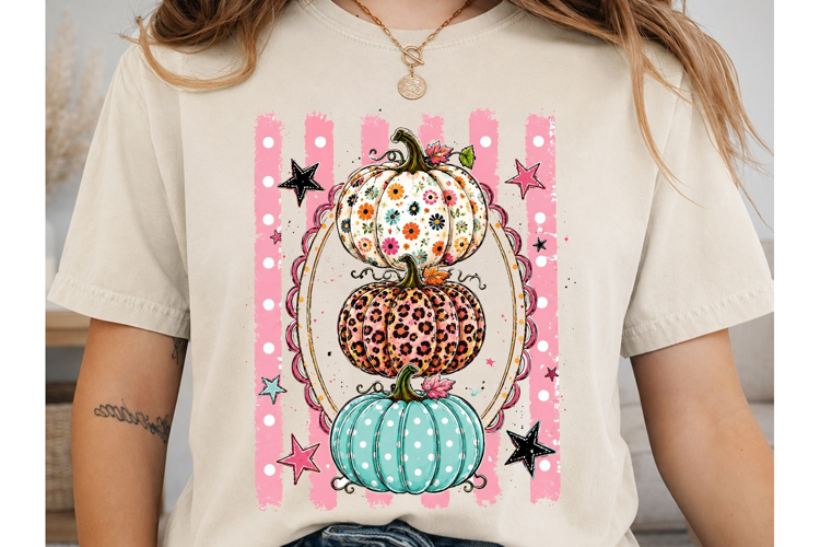 Stacked Pumpkins PNG Sublimation Shirt D