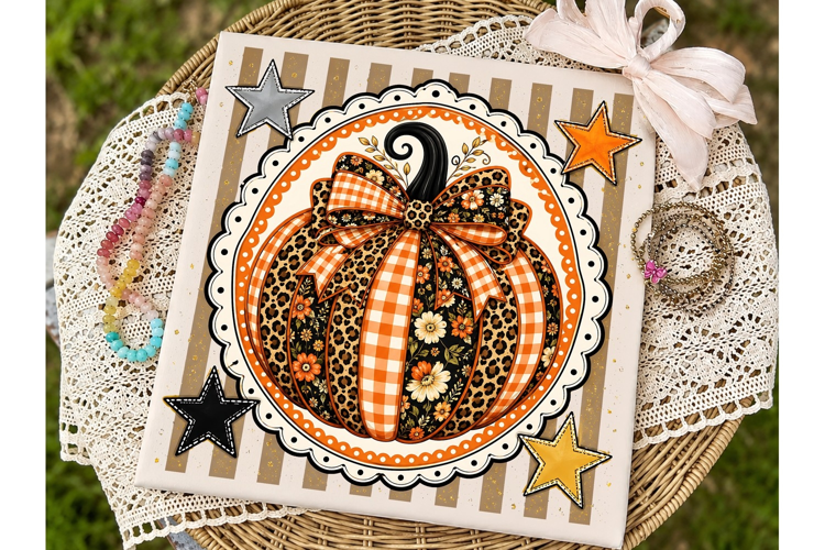 Autumn Pumpkin Bow PNG Sublimation Desig