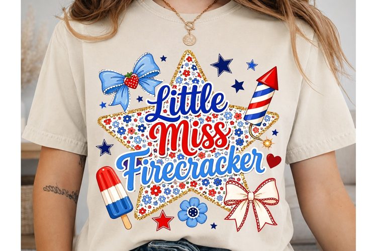 Little Miss Firecracker PNG Shirt Design