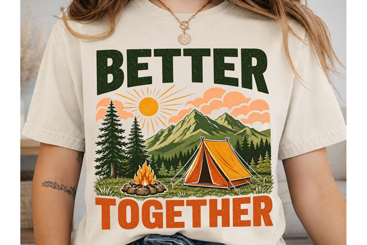 Better Together Camping PNG Shirt Design