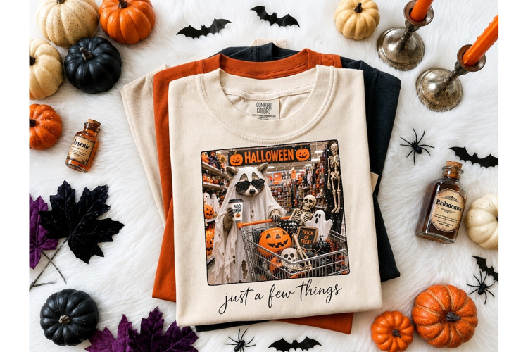 Halloween Raccoon Ghost Shopping PNG Shi