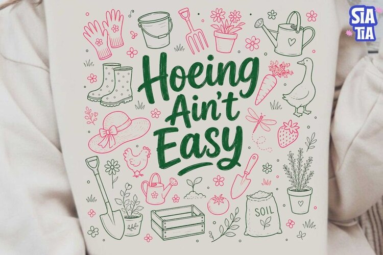 Hoeing Ain't Easy Garden PNG Clipart example image 1
