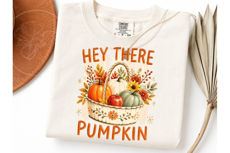 Hey There Pumpkin Fall Basket PNG Tee