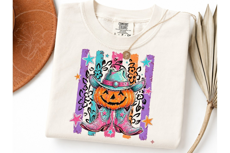 Halloween Cowboy Pumpkin PNG Tee Design