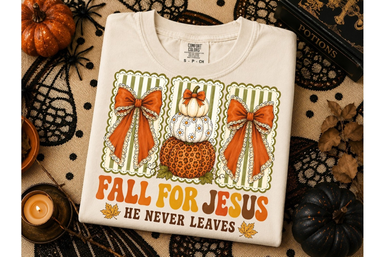 Fall For Jesus He Never Leaves PNG Shirt
