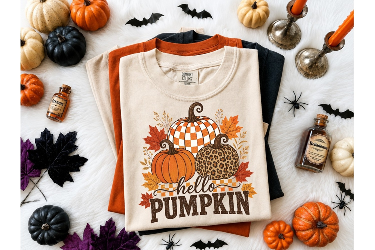 Hello Pumpkin Fall T-Shirt Design PNG