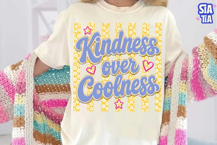 Kindness Over Coolness Retro PNG Design