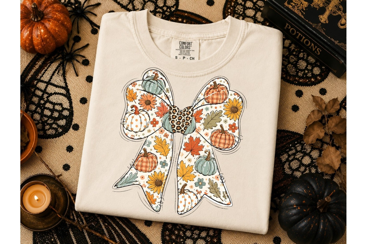 Fall Bow Pumpkin PNG Sublimation Tee