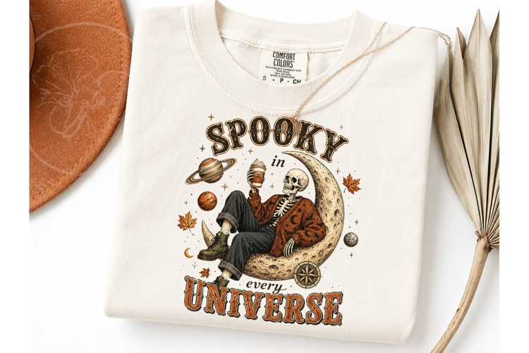 Spooky Universe Skeleton Moon PNG Shirt