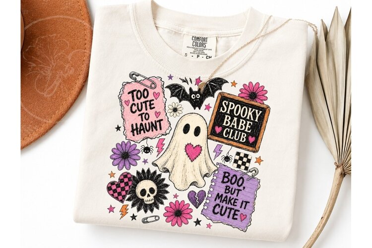 Spooky Babe Club Halloween PNG Tee example image 1