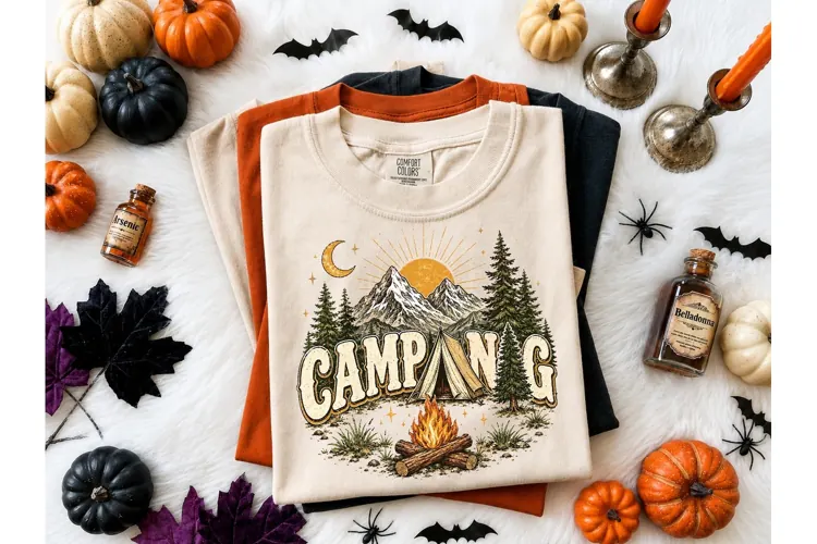 Camping Vibes Retro Vintage PNG Tee Desi