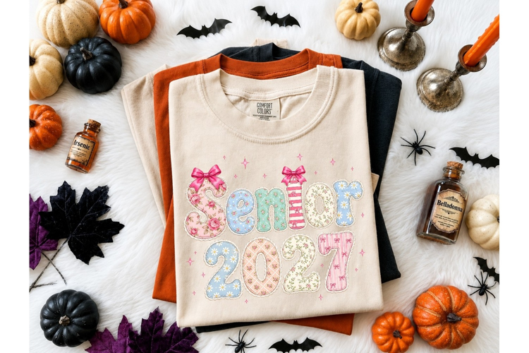 Senior 2027 Coquette Floral PNG Tee