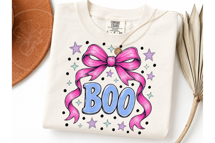 Boo Coquette Bow Halloween PNG Tee