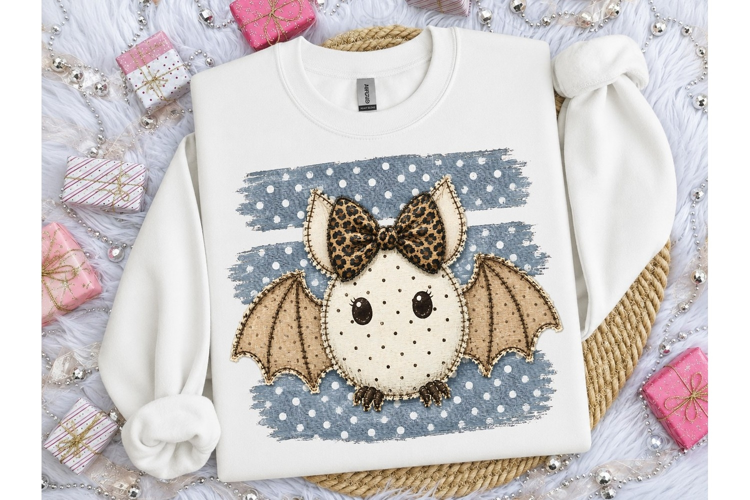 Cute Halloween Bat Leopard Bow PNG Tee