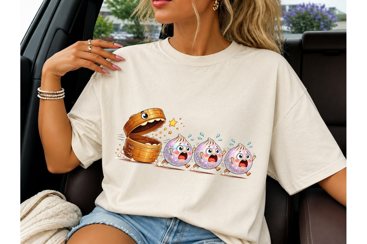 Funny Dumpling Running PNG Shirt Design