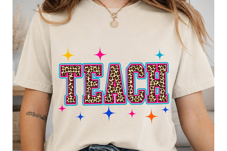 Teach Leopard Print PNG Sublimation Tee