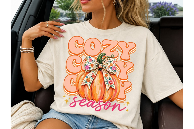 Cozy Season Pumpkin PNG Sublimation Tee