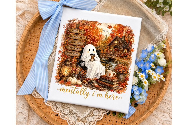 Cozy Ghost Fall Autumn PNG Shirt Design