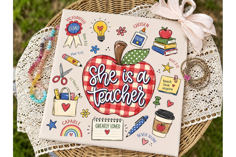 She is a Teacher PNG Sublimation Design