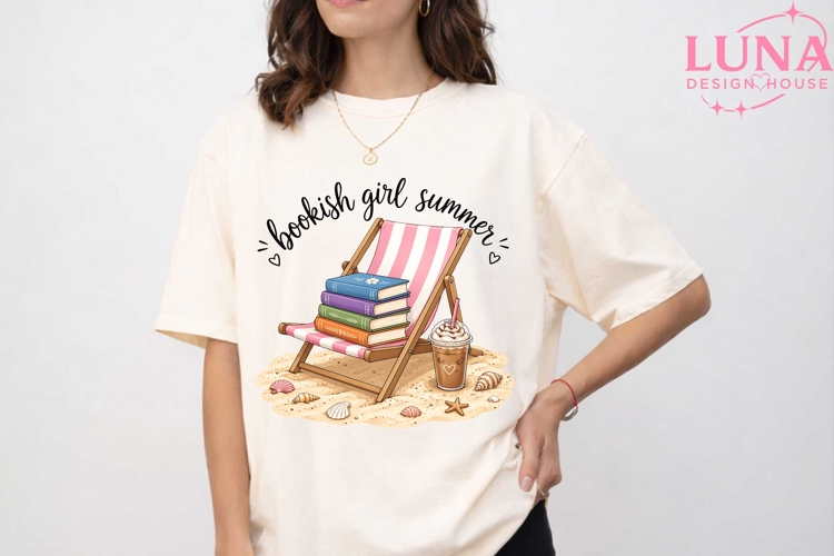 Bookish Girl Summer PNG, Beach Reading PNG, Book Lover PNG