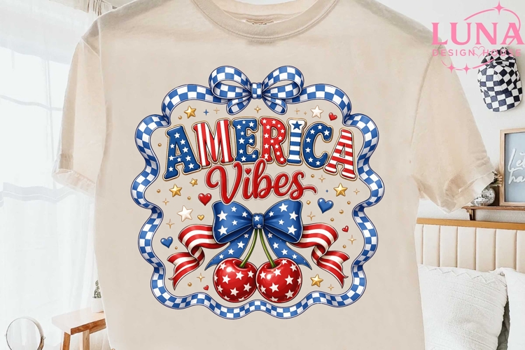 America Vibes Patriotic Cherries PNG, 4th of July Sublimatio