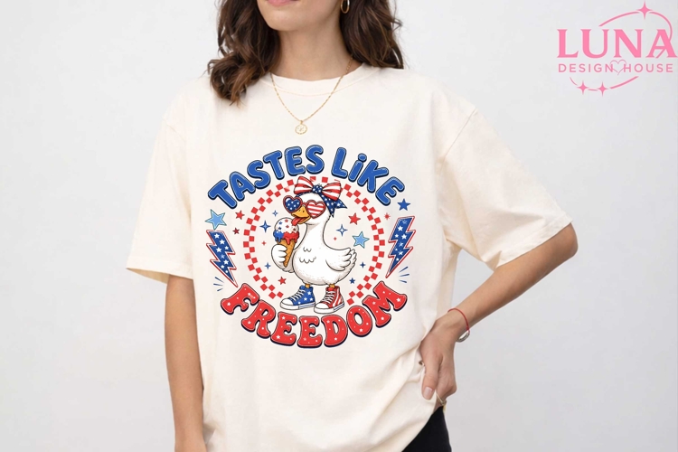 Tastes Like Freedom Duck PNG, 4th of July Sublimation PNG
