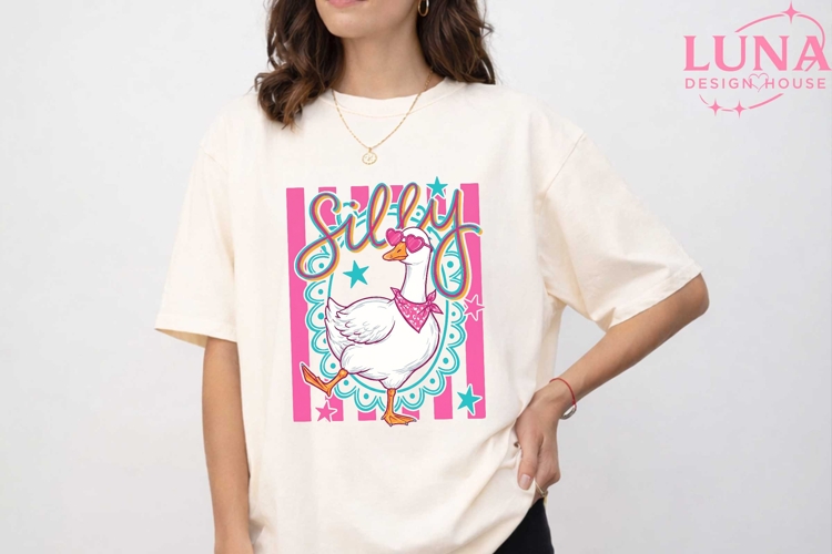 Silly Goose Retro Pink PNG, Funny Goose Clipart, Trendy Goos