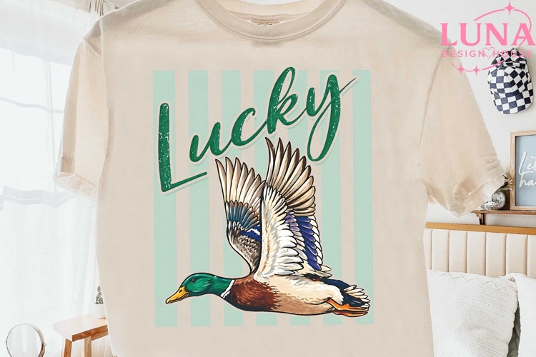 Lucky Duck Mallard St Patricks Day PNG, Flying Duck Sublimat