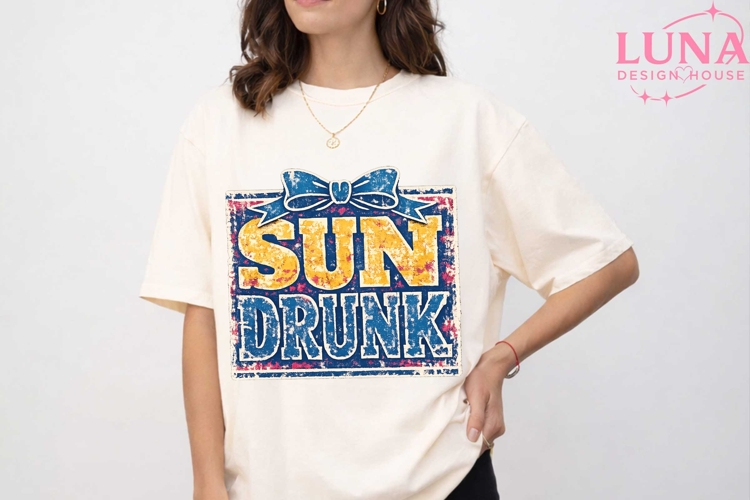 Sun Drunk Vintage Summer PNG, Retro Beach Sublimation Design