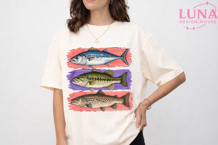 Watercolor Fish Trio PNG, Fishing Clipart, Bass Trout PNG De