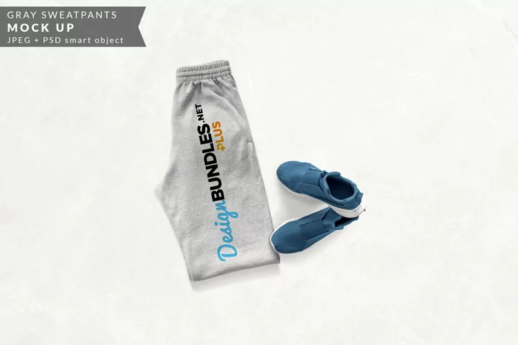 Folded Sweatpants with Sneakers | Apparel Mock up