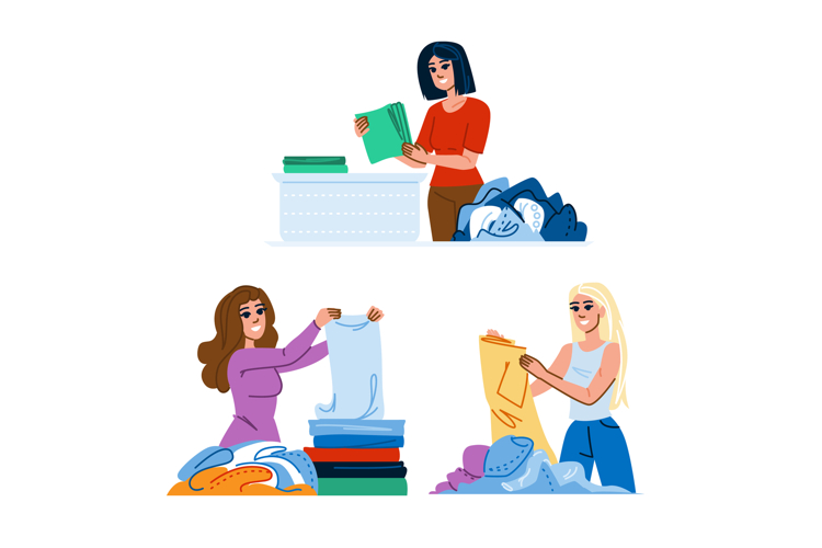 clothes folding laundry vector