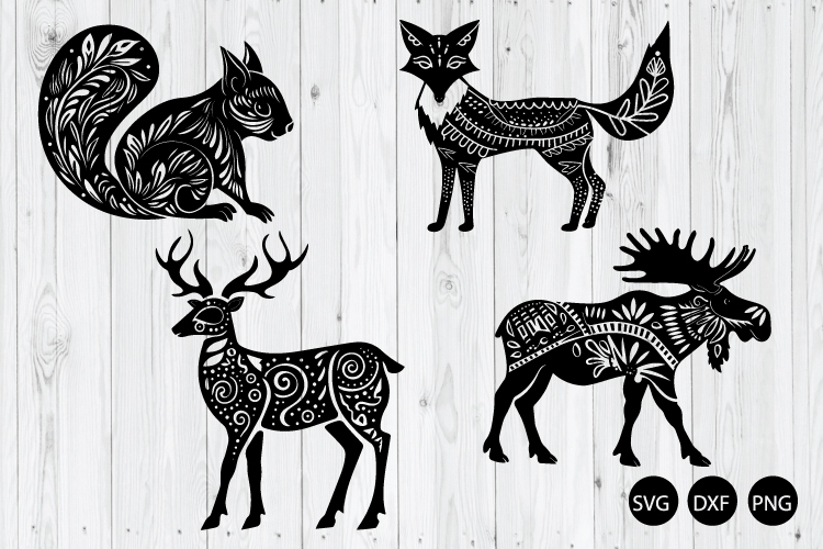 Folk Art Animal SVG, Folk Art Deer SVG, Folk Art Moose SVG
