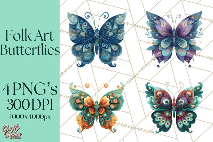 Enchanted Folk Art Butterfly Clipart PNG, Fariytale Cottage