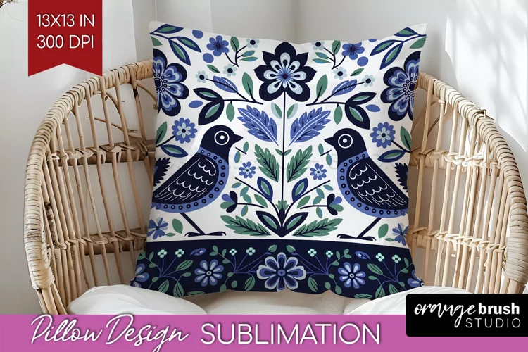 Folk Flowers Pillow Sublimation - Floral Folk Pillow Cover