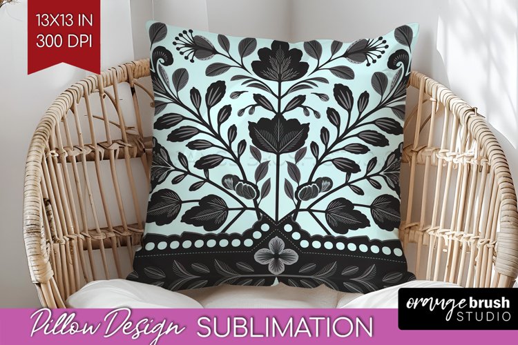 Folk Flowers Pillow Sublimation - Floral Folk Pillow Cover example image 1