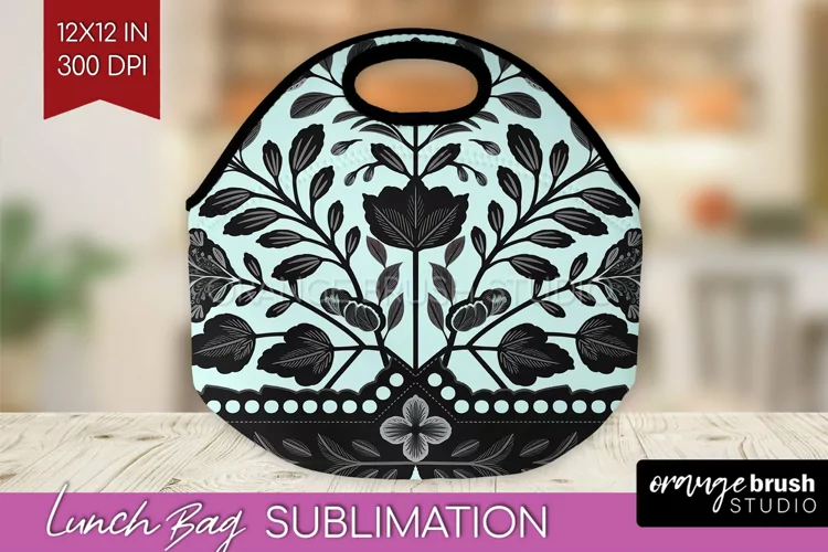Folk Flowers Lunch Bag - Floral Folk Lunch Bug PNG